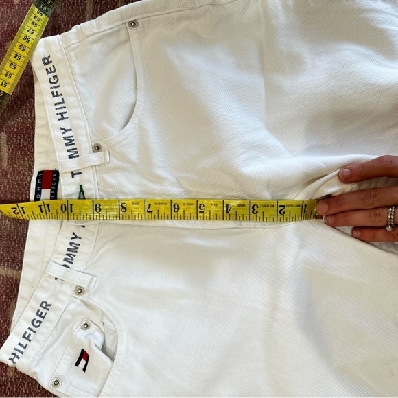 Vintage White Tommy Hilfiger High Rise Stamped Logo Waist Band Size 6 - Picture 5 of 14